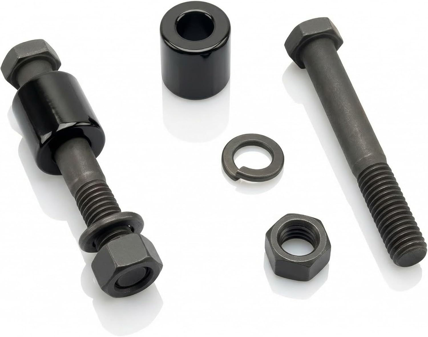 1 Pair Handlebar Riser Extension Spacers, Adds 1" Height, Gloss Black Powder-Coated Steel, Fits 1" (25.4mm) Bars Compatible with Harley Touring Softail Dyna, Mounting Hardware Included