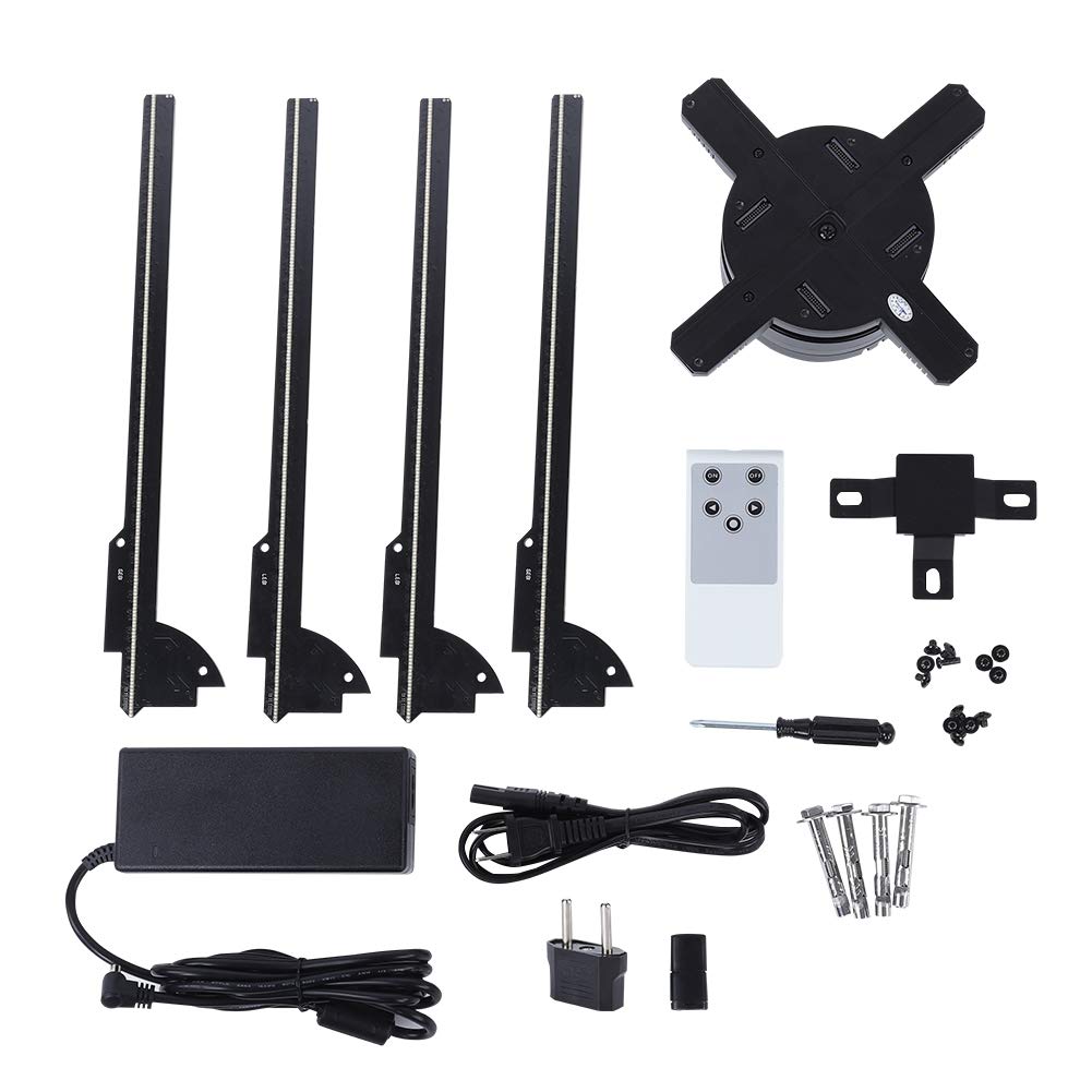 Holograficzny projektor LED, projektor 3D Projection Display Device 1080P WiFi 3D LED Fan Reklama z kartą TF 16GB, kąt widzenia dla biznesu, sklepu, baru, sklepu. (EU)