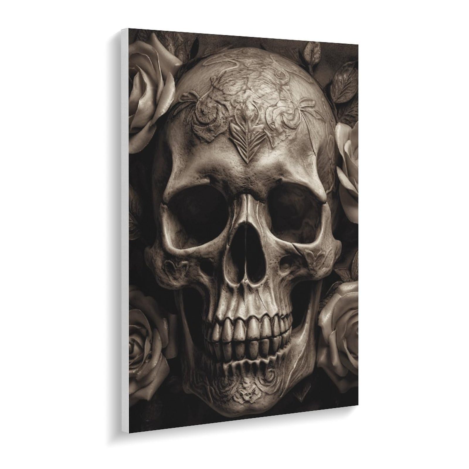TKJMCSW Malen-nach-Zahlen-Set mit Lederrosen, Totenkopf-Motiv für Erwachsene, Anfänger, Erwachsene, Malen nach Zahlen, Kits auf Leinwand, DIY-Acryl-Ölfarben, Gemälde mit Pinseln als Geschenk