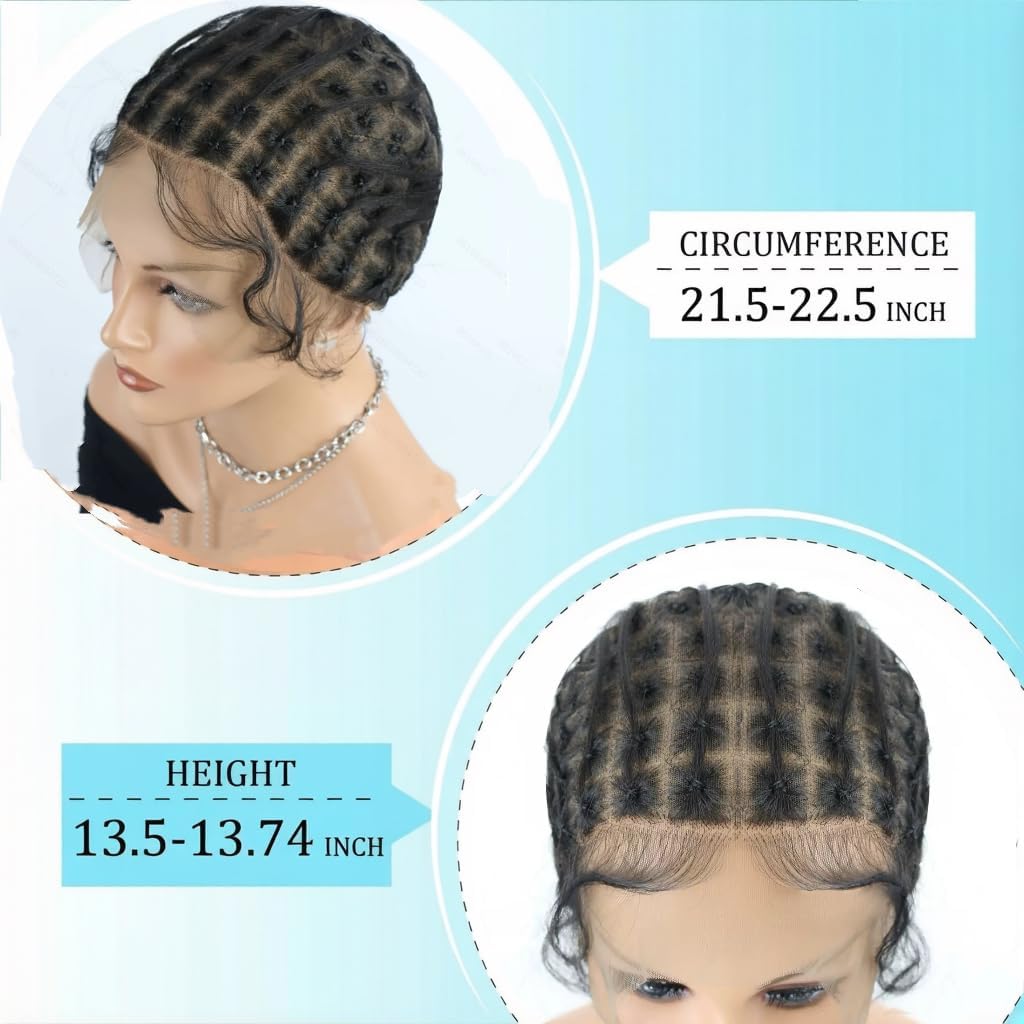 Double Full Lace Crochet Wig Caps With Natural Knots And Baby Hair Easy For Wig Making, Glueless Hair Net With Bang Breathable Lace Braided Cap For Crochet Braids, (113 Knots) (Black)