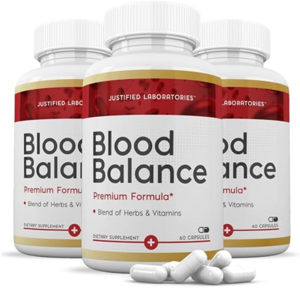 Justified Laboratories Blood Balance - 60 Capsules, Pack of 3 - Advanced Circulatory Support Formula with a Blend of Herbs & Vitamins - 90 Servings