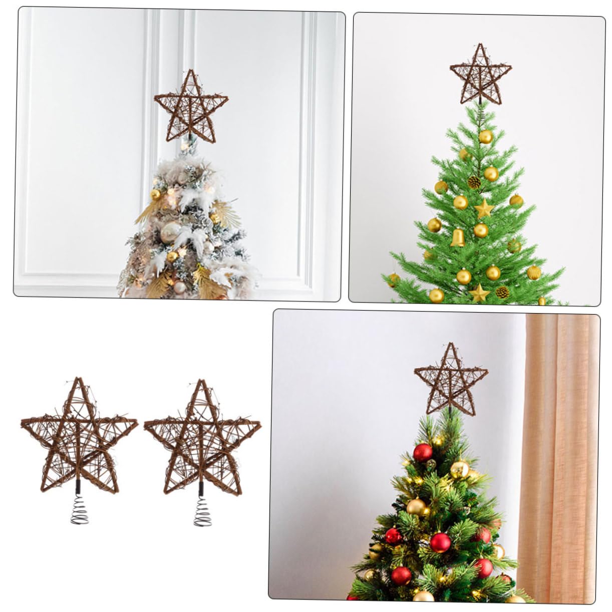 2stücke Weihnachtsbaumspitzen Fünfzackiger Stern Weihnachtsbaumdeko Christbaumschmuck Partydeko-zubehör für Weihnachtsbaumspitze Stern Zufälliger Stil