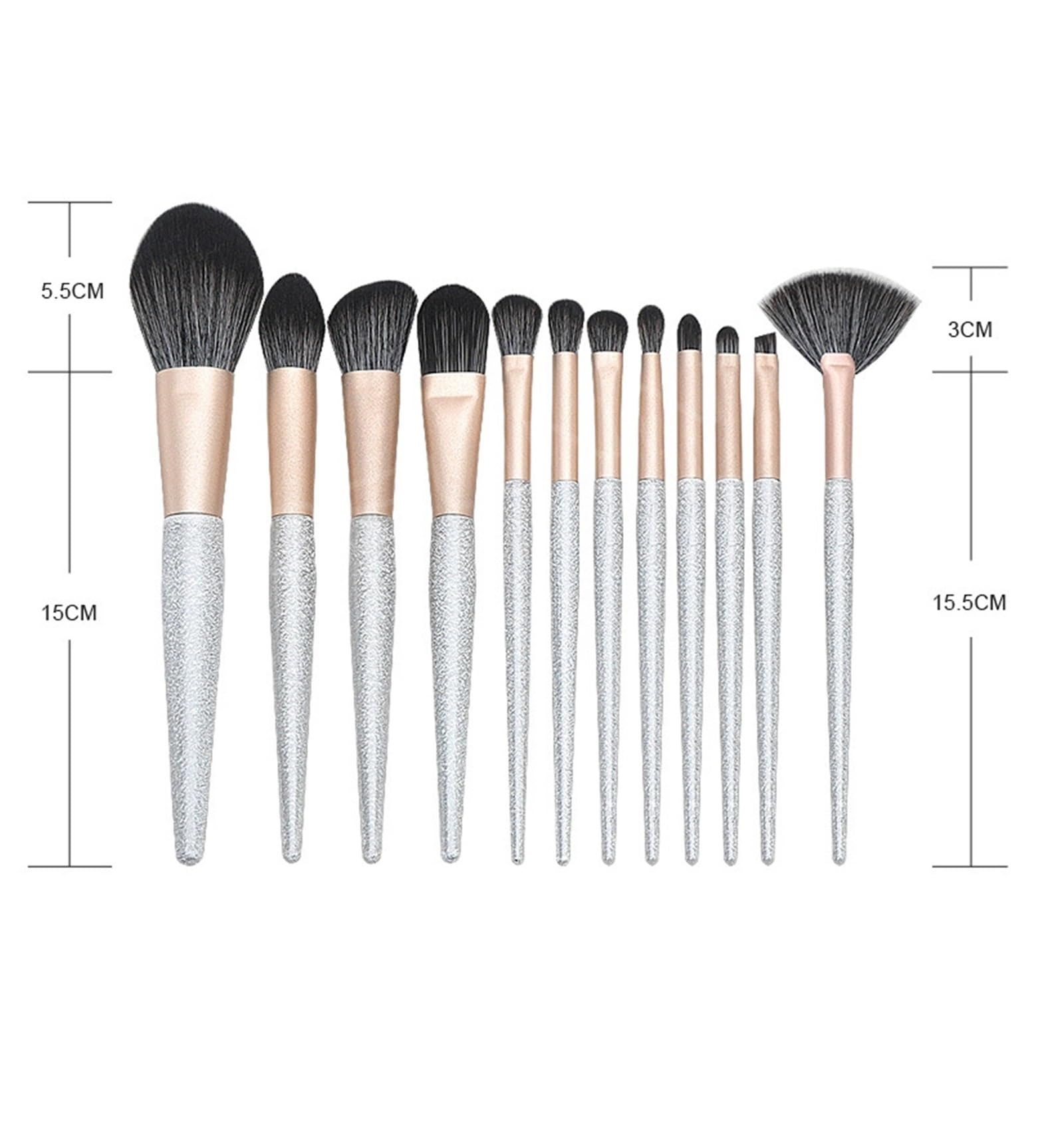 Set Pennelli Make Up Trucco Set Di Pennelli For Il Trucco Da 12 Pezzi, Manico In Plastica, Tubo Satinato For Pennello Contorno Occhi E Viso Viaggio Professionali
