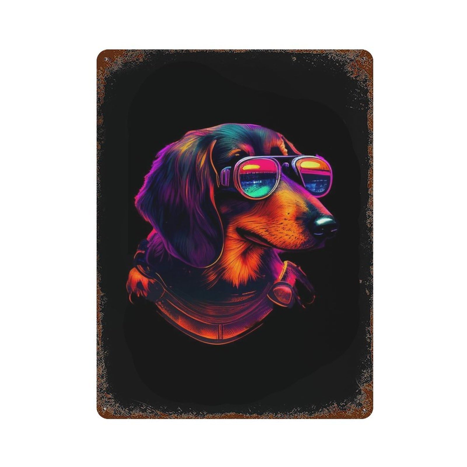 Dachshund Rustic Tin Plaque 15.7"x11.8", Novelty Wall Decor for Garage, Pub Or Kitchen