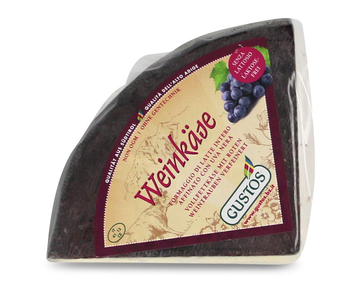 GUSTOS - Formaggio Altoatesino di Montagna, all'Uva Nera, 650 g, Senza Lattosio, Gustoso e Saporito