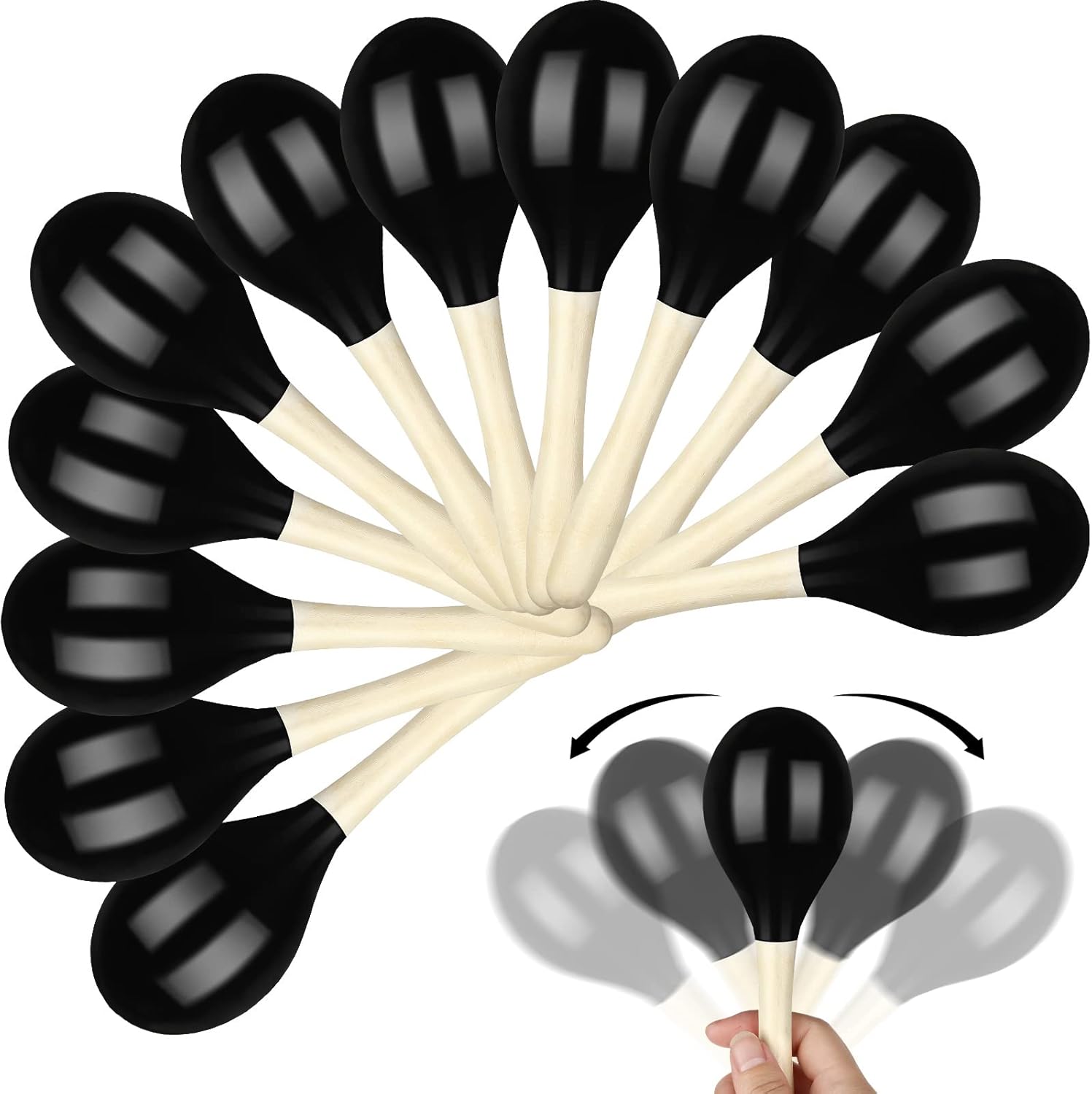 20 piezas de 7.87 pulgadas Cinco de Mayo Maracas de madera con diseño de maracas de maracas de diseño de ruidos musical, divertido recuerdo de