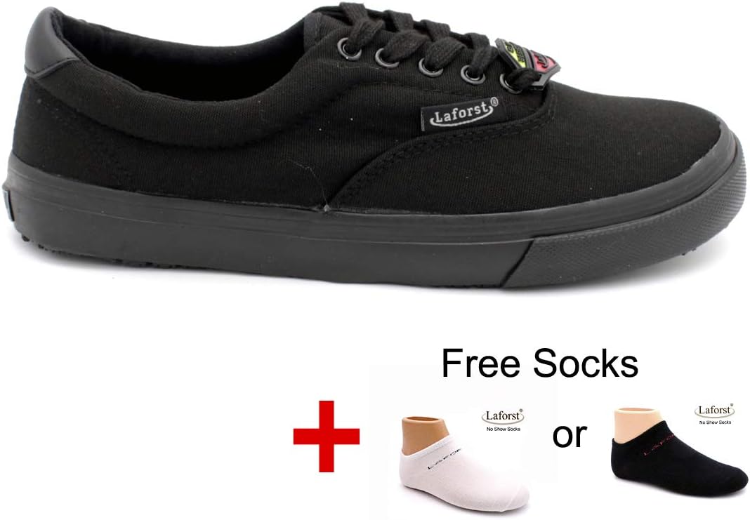 Laforst Womens Non Slip Sunbrella Nonslip Server Waitress Nurse Lace Up Flat+Free Socks