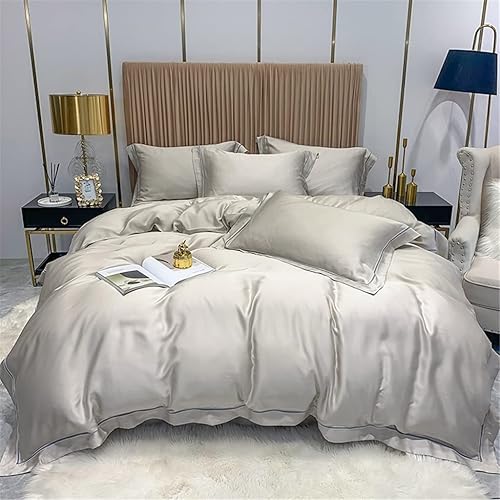 ENPAP Home Textile Spring and Summer Pure Color Lanjing Tencel Four-Piece Woven Wide-Sided Silky Cool Quilt Cover (Color Color 3, Size 1.8m)