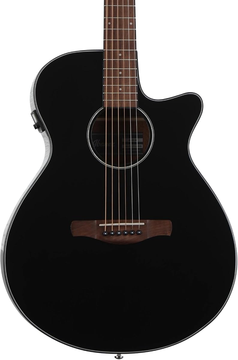 Guitarra electroacústica Ibanez AEG50 - Negra de alto brillo | Actuación escénica y grabación con tapa de abeto, cuerpo de sapele y afinador incorporado.