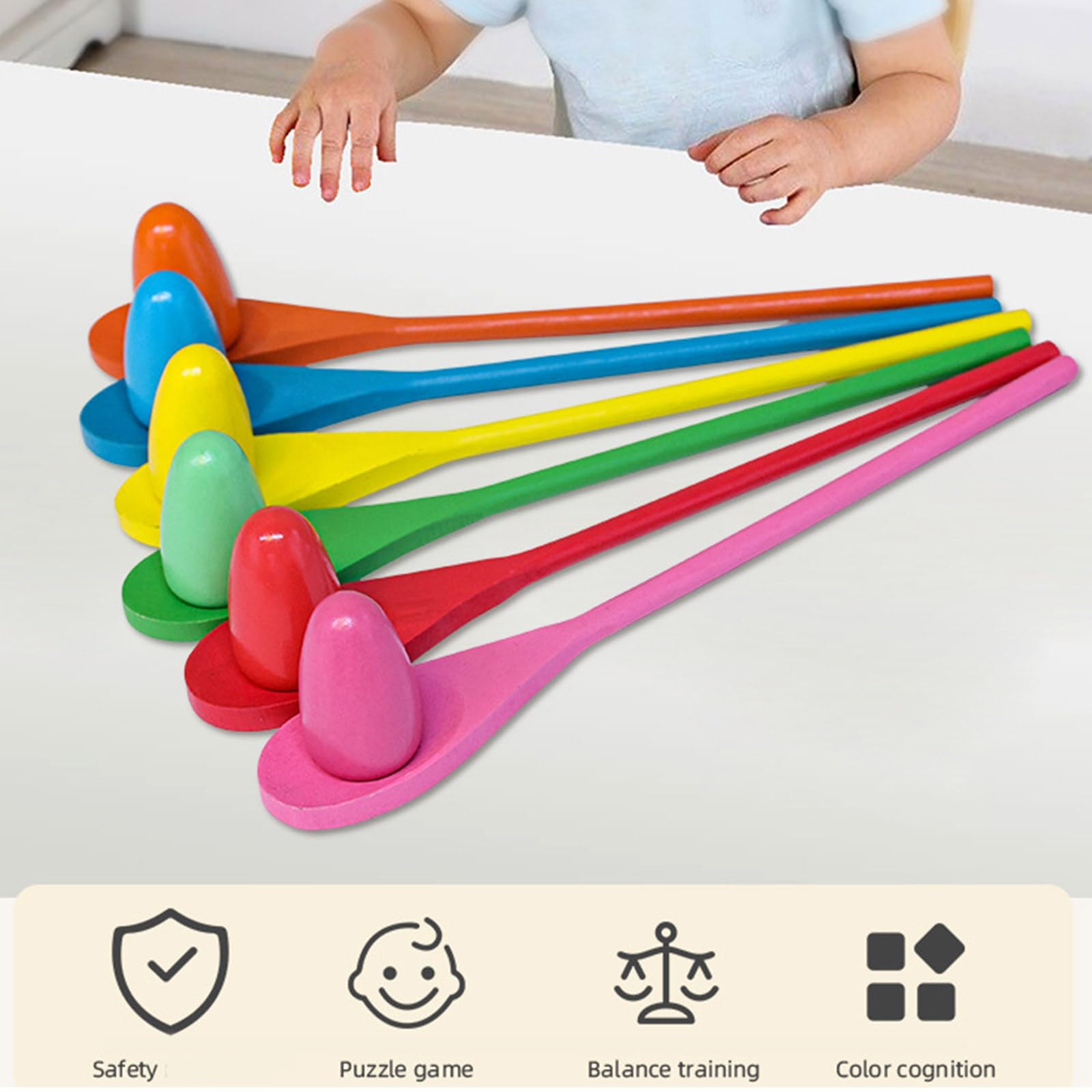 Holzeier Löffel Rennspiel Set, 12-teilig, für, Outdoor Gruppenaktivität, Gleichgewicht und Koordination, Entwicklungsaktivität, Holzeier, Löffel Rennspiel Set für