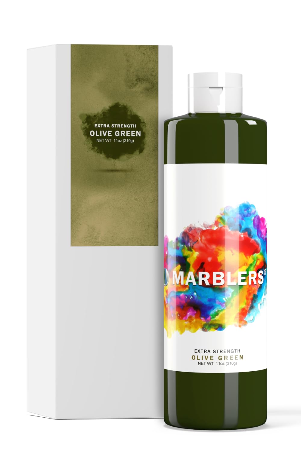 MARBLERS Liquid Colourant 11oz (310g) [Olive Green] | Water-Based | Dye, Tint, Pigment | Odourless | Non-Toxic | For Concrete, Cement, Mortar, Grout, Gypsum, Water-Based Paint, Jesmonite, Plaster