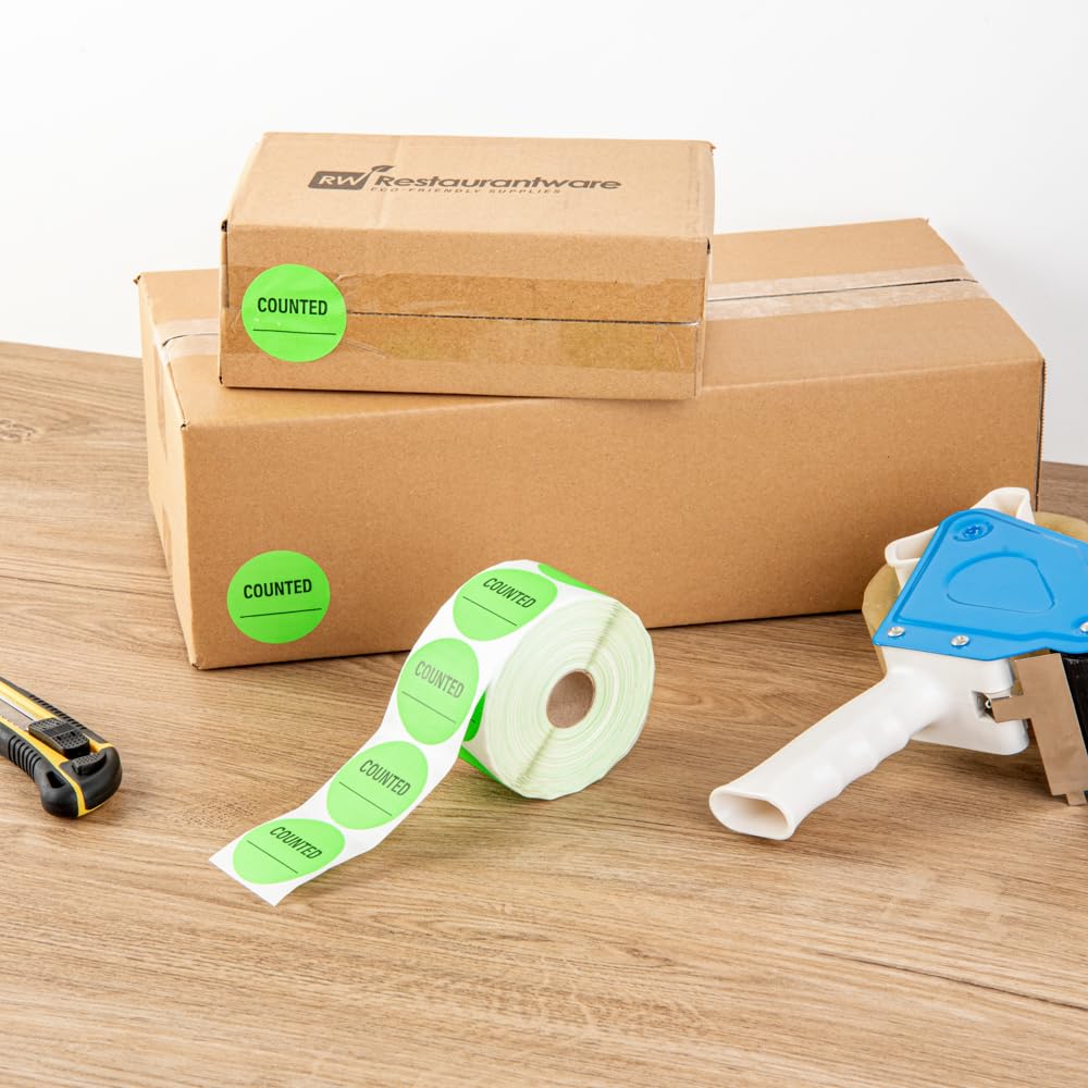 Restaurantware Label Tek - Etiquetas adhesivas de embalaje de 2 x 2 pulgadas, 1000 etiquetas de envío de alta calidad, contadas, sostenibles, calcomanías de inventario de papel verde, alta