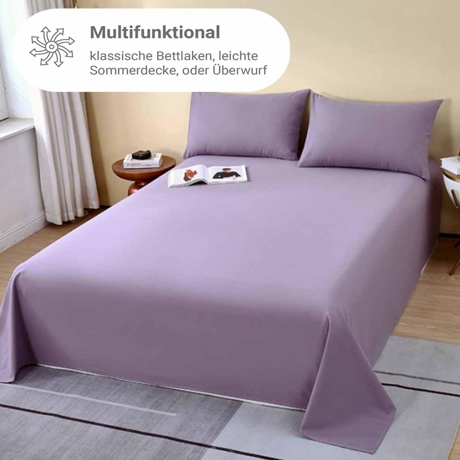 Baumwoll Bettlaken ohne Gummizug 245x270cm Dunkelblau Sommer