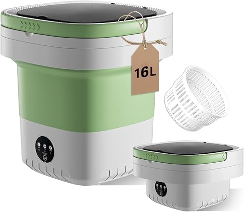 Lavadora portátil, mini lavadora de 16 L, pequeña lavadora plegable de ropa interior, bebé y pequeños delicados, 3 modos de limpieza adecuados para