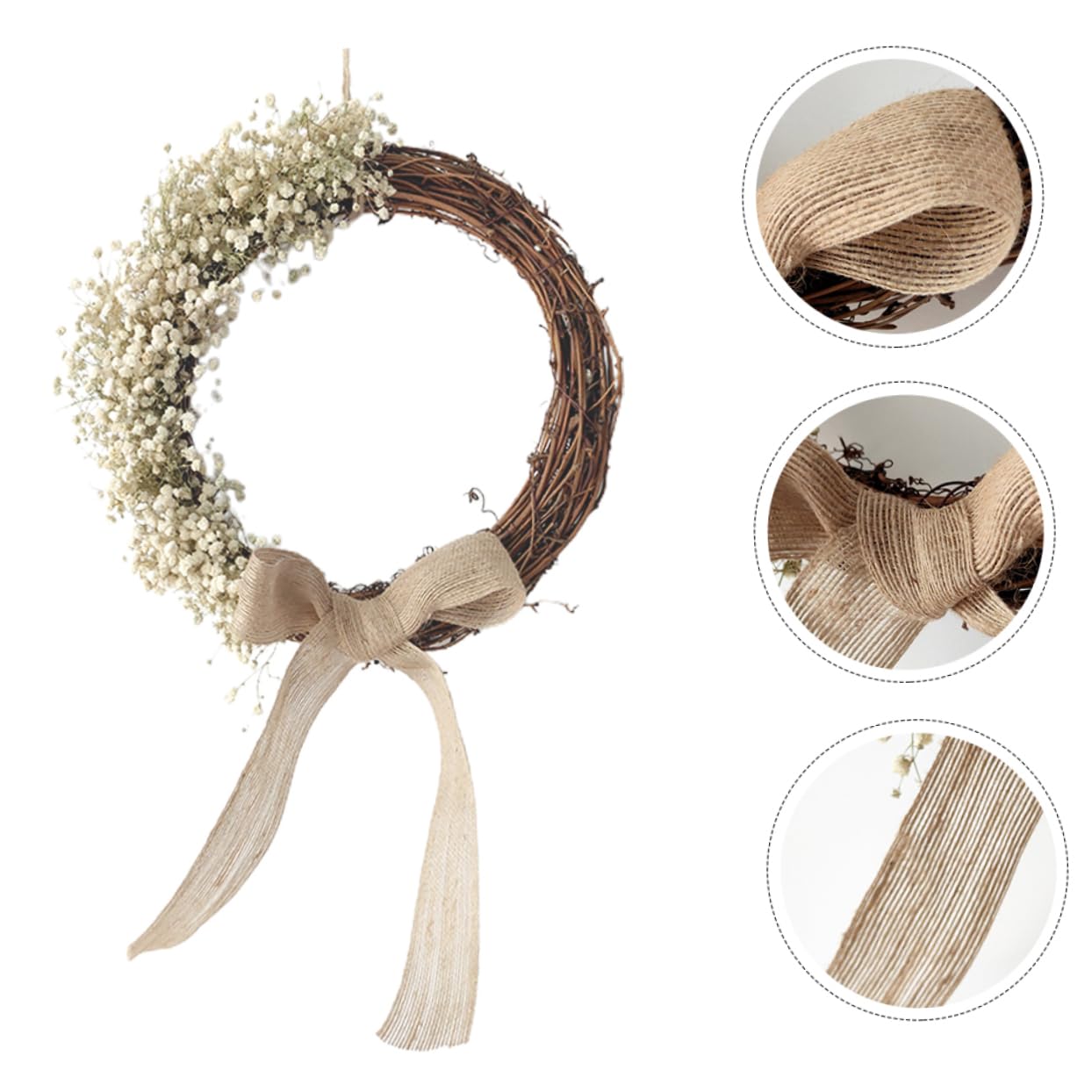 ABOOFAN 3piezas Guirnalda De Flores Secas De Gypsophila Rattan Decoración Floral para Bodas y De Accesorio para Puertas y Paredes