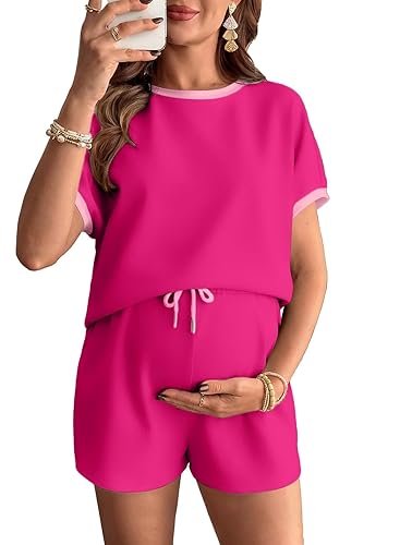 BLENCOT Women's Maternity Lounge Set Short Sleeve Top and Shorts