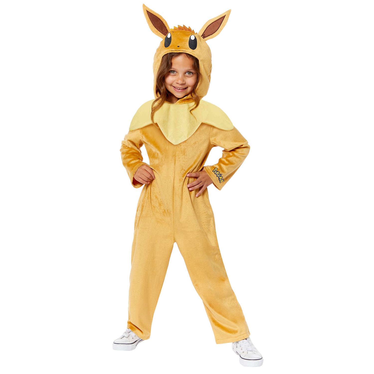amscan 9918514 - Costume ufficiale Pokémon Eevee con cappuccio, unisex, per bambini, età: 8-10 anni