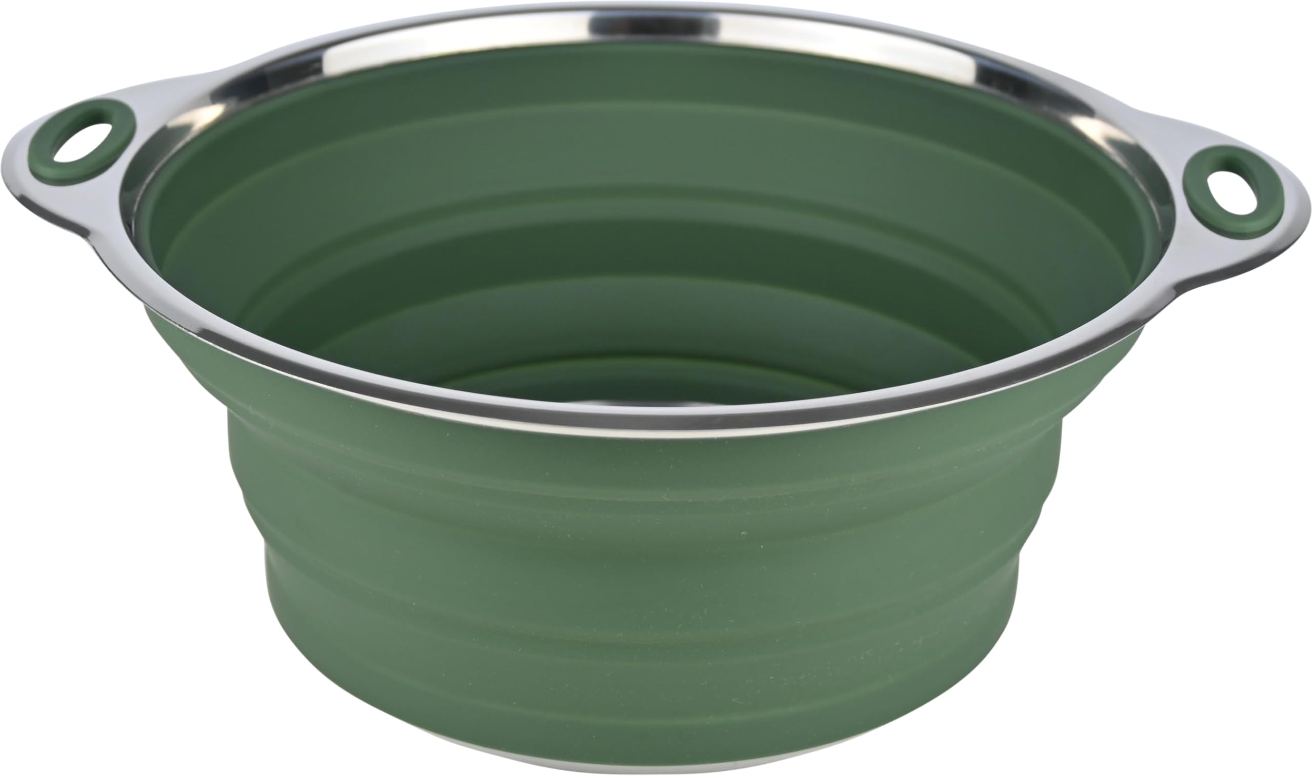Cao Collapsible Silicone Salad Bowls 2.50 litres Silicone and Stainless Steel Length 28 cm Width 24 cm Height 11.5 cm Green