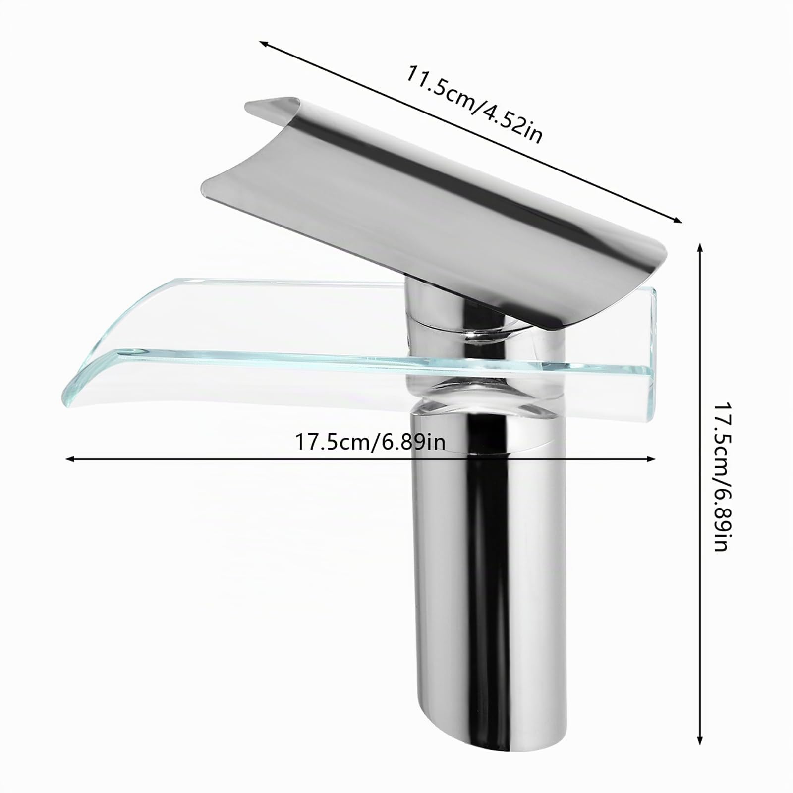 Robinet cascade, robinet de salle de bain en verre avec 2 tuyaux en laiton et bec en verre, mitigeur monocommande pour salle de bain, cuisine, lavabo