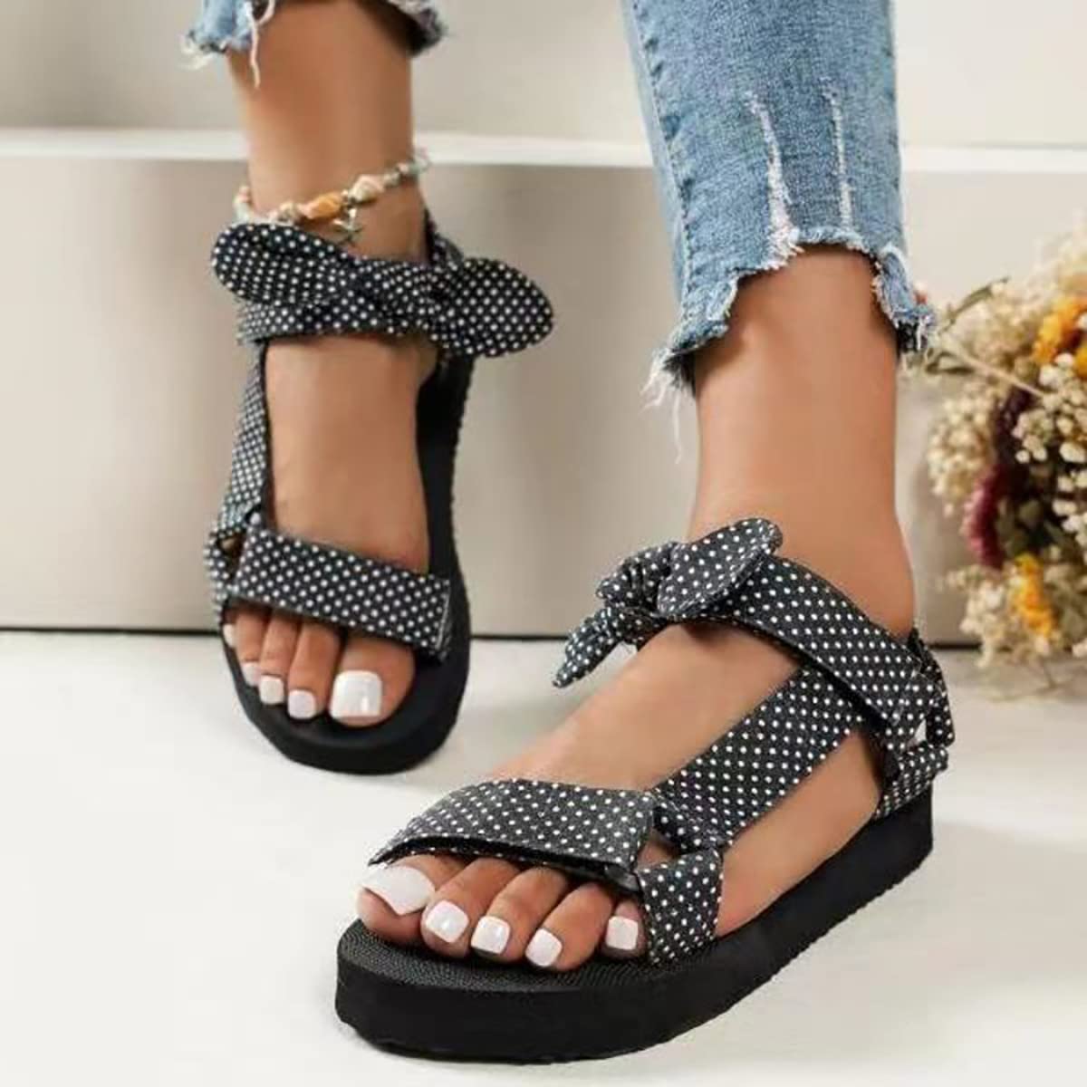 Dames Sandalen Met Sleehak Informeel Zomer Open Teen Leer Vismondsandalen Modieus Enkelbandje Gesp Comfort Plateausandalen Strandreizen Wandelschoenen,zwart,US9/EU40