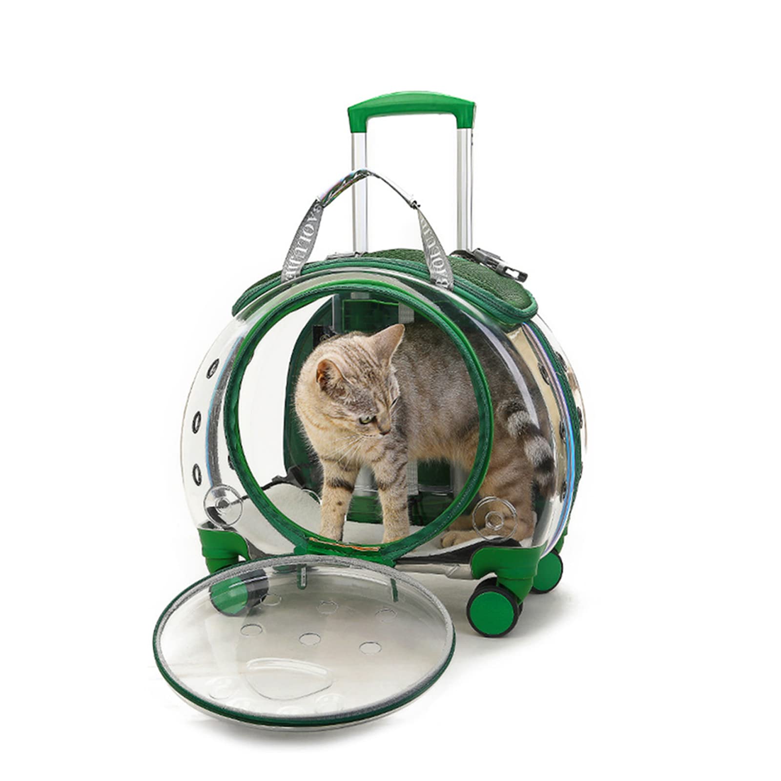 Airline Approved Cat Carrier Backpack with Wheels - Pink Clear Pet Backpack for Travel, Hiking & Outdoor - Ideal for Cats & Puppies