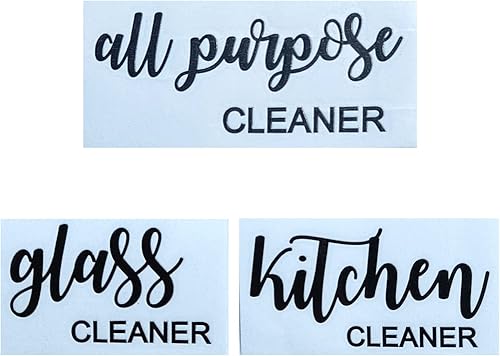 DYHAXA Etiqueta de vinilo impermeable para todo propósito, cocina, baño, limpiador de vidrio para botellas de spray de vidrio recargables de 16