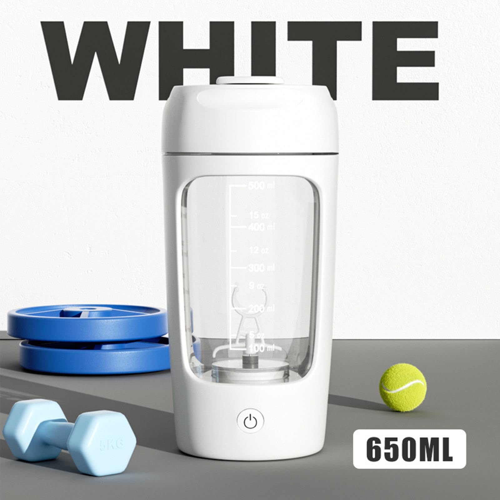 Elektrischer Protein-Shaker,tragbarer Mixerbecher,Weiß,20 x 9,2 x 9,2 cm, 20x9,2x9, cm