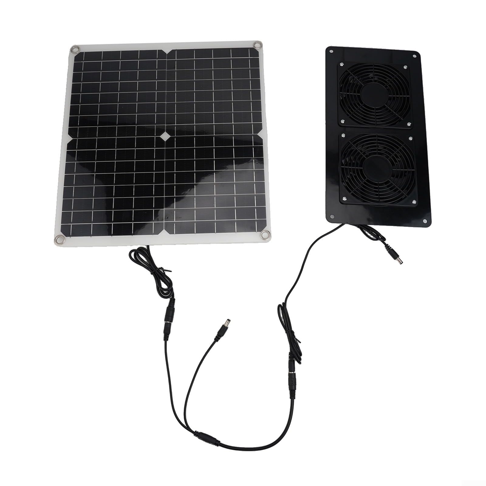 Ventola di scarico solare da 30 W con doppia ventola da 12 V per serra, camper, pollo, casa, pannello monocristallino nero, IP65 (ventilatore solare)