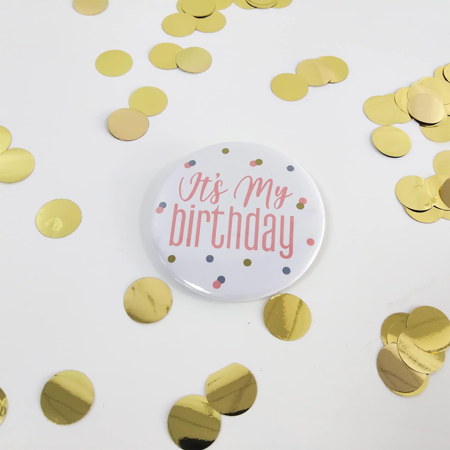 It's My Birthday Button Baby Kids Girls Boy Happy Birthday Badge Pins,Women or Men Birthday Badges Party Decorations Favors Supplies (White-Pink)