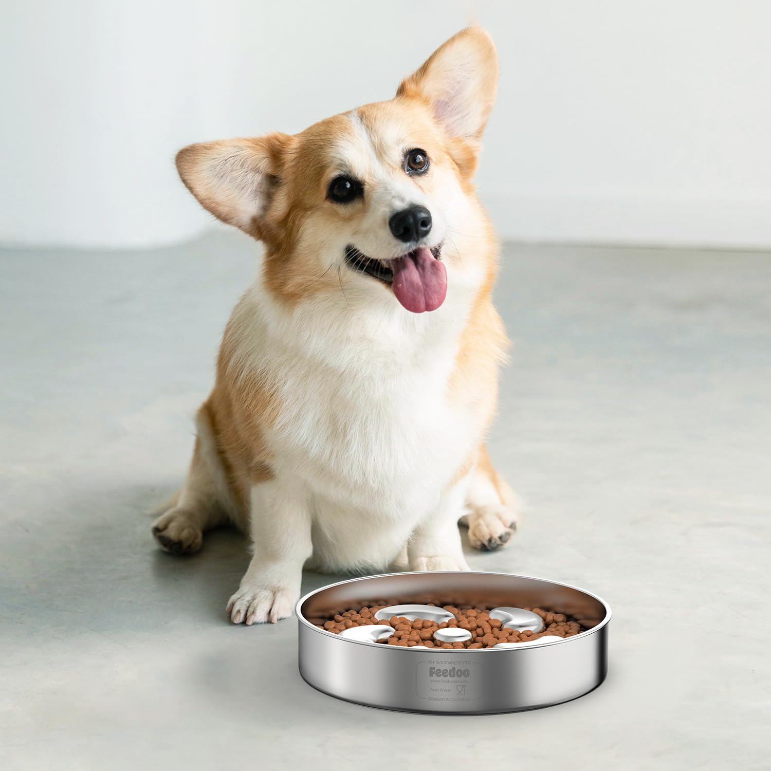 Anti Schling Napf Hund,Doppelwandig Lebensmittelechtes Edelstahl Hundenapf mit Rutschfester Silikonbasis,Labyrinth Antischlingnapf Hunde,für Kleine und Mittelgroße Hunde Katzen,480 ml