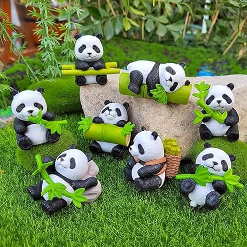 8 Figuras Miniatura de Panda en Resina para Decoración miniatura 3