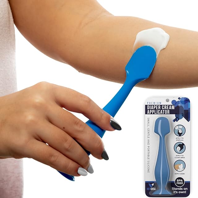 Medcosa Nappy Rash Cream Applicator - Premium Silicone - Skin-Safe - Soft, Flexible, Gentle - Suction Base Stand, Travel Size