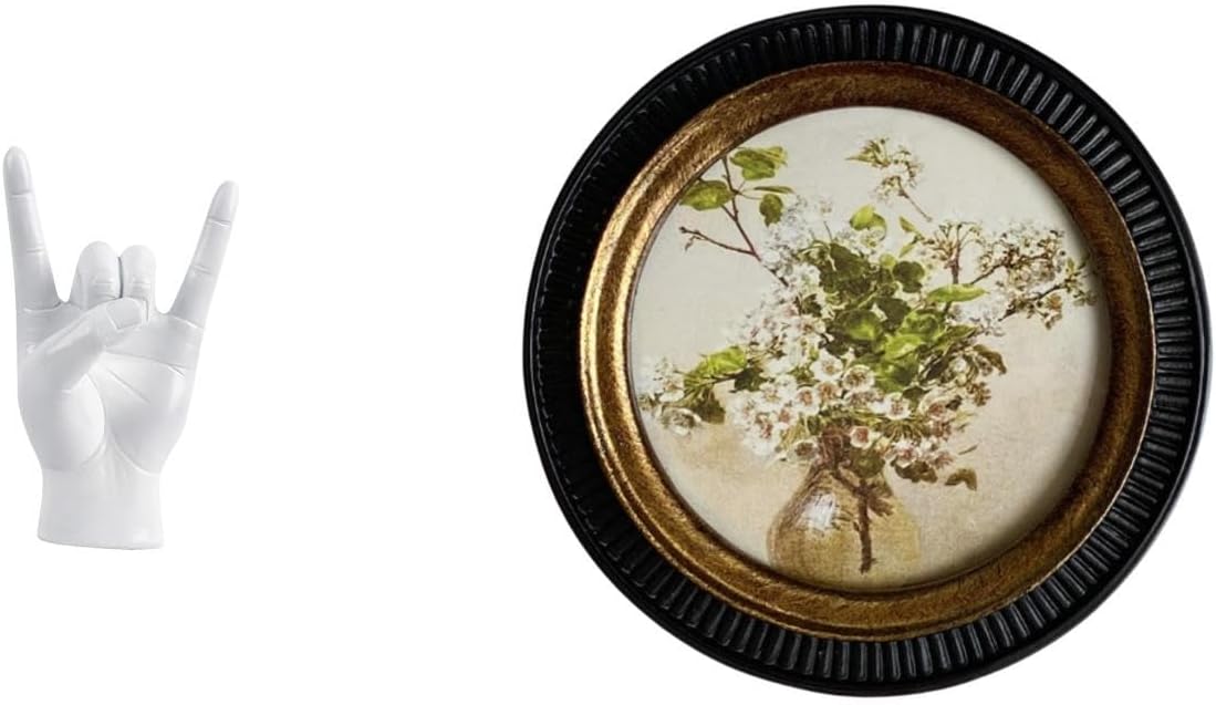Creative Resin Hand Sculpture and Ornate Embossed Photo Frame for Unique Bedroom and Restaurant Wall Decor and Retro Home Display