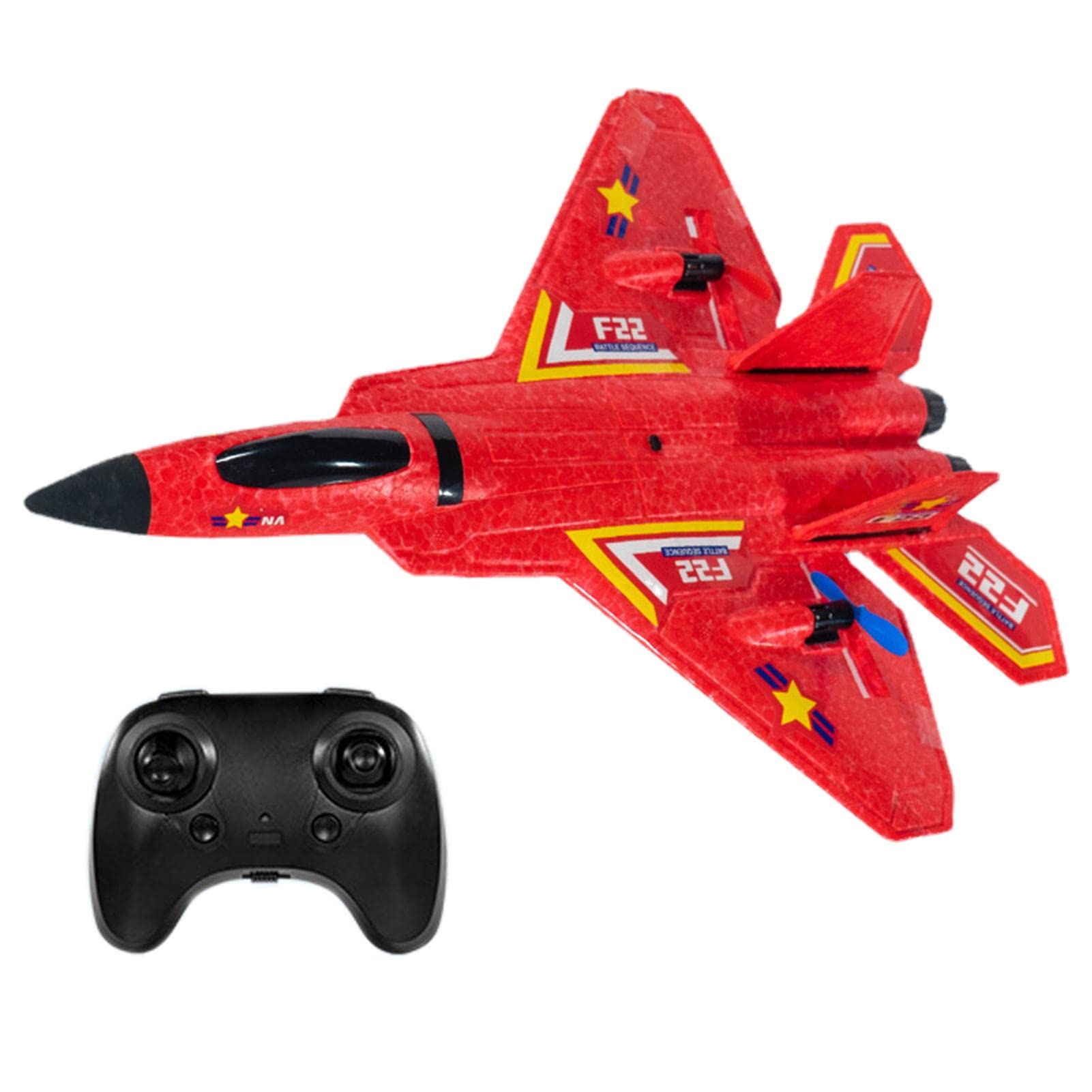 RC Plane, F22 RC Airplane Fighter Ready to Fly, 2.4Ghz 2 Channel Remote Control Plane, RC Airplanes Toy for Boys Girls Kids Beginners (Red)