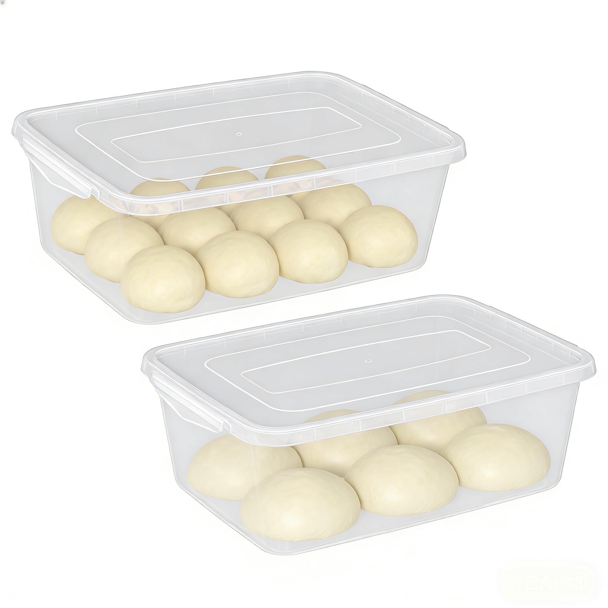 Zopnny Caja de prueba de masa de 16 cuartos de galón con tapa, recipiente apilable transparente para masa de pizza, 2 paquetes