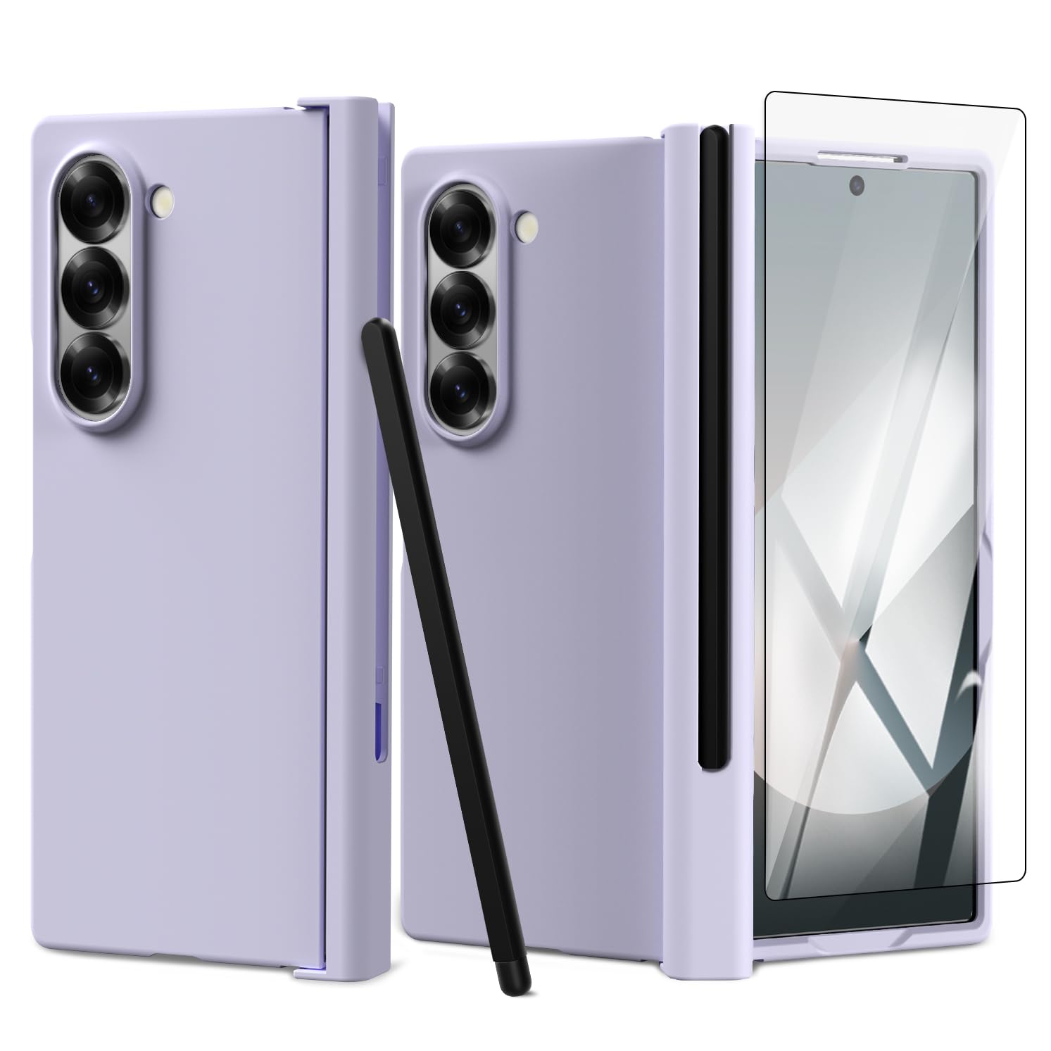 CMYFUTNG for Samsung Galaxy Z Fold 6 Case with s Pen, [Built-in Outer Screen Protector] [Hinge Protection] Wireless Charging,Slim Phone Case for