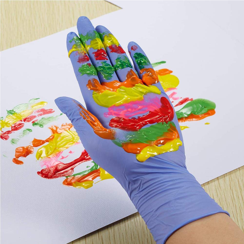 Luyao 100 Piezas de Guantes Desechables para Niños, Guantes de Nitrilo para 4-12 Años - sin Látex, sin Polvo - para Manualidades, Pintura, Jardinería, Cocina, Limpieza (XS)- Color Aleatorio