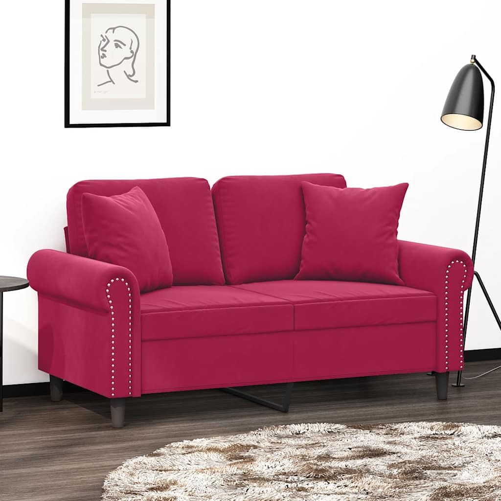 Cojín decorativo (40 x 40 cm, terciopelo, 2 unidades), color rojo y burdeos