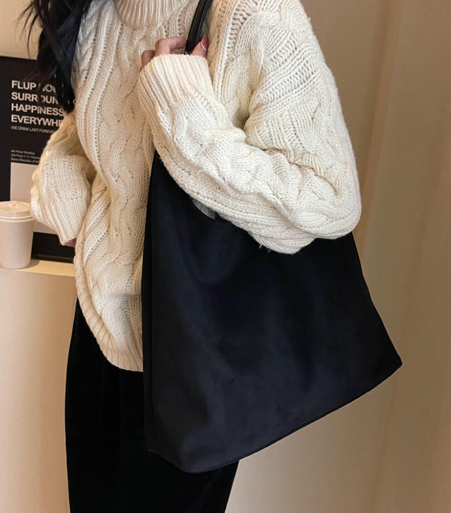 Womens Fashion Suede Shoulder Bags Large Tote Bag Retro Purse Handbag Casual Work Ladies Top Handle Satchel