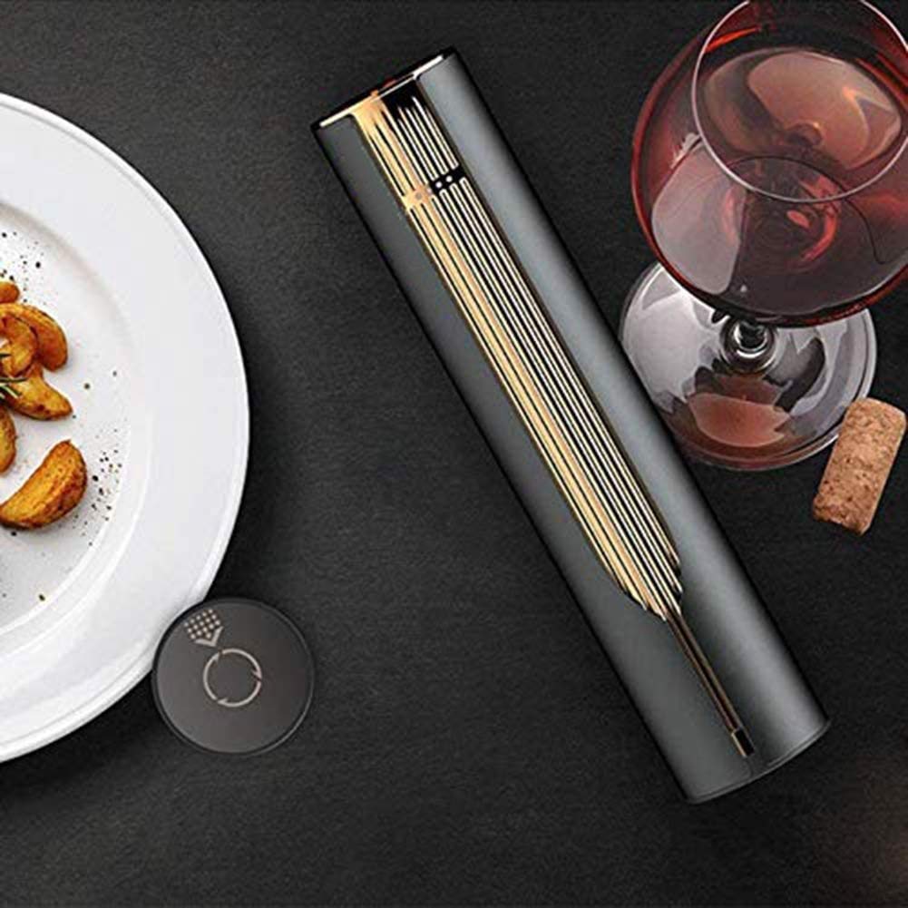 Abridor de vinos eléctricos, abrelatas automáticos del sacacorchos de la Botella de Vino eléctrico con Cortador de lámina, abridores de vinos Recargables USB (Negro)