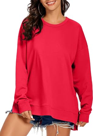 Women's Sweatshirts Long Sleeve Tops for Ladies Sweatshirts Round Neck Loose Sweatshirts Casual Knit Pullover