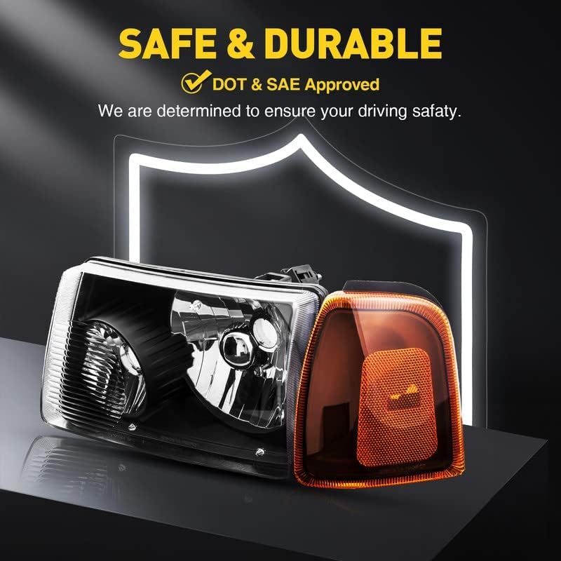 KAC Headlights Assembly, Headlight Assembly Replacement for 2001 2002 2003 2004 2005 2006 2007 2008 2009 2010 2011 Ford Ranger Reflector,Headlights Assembly Headlight,Assembly Headlight