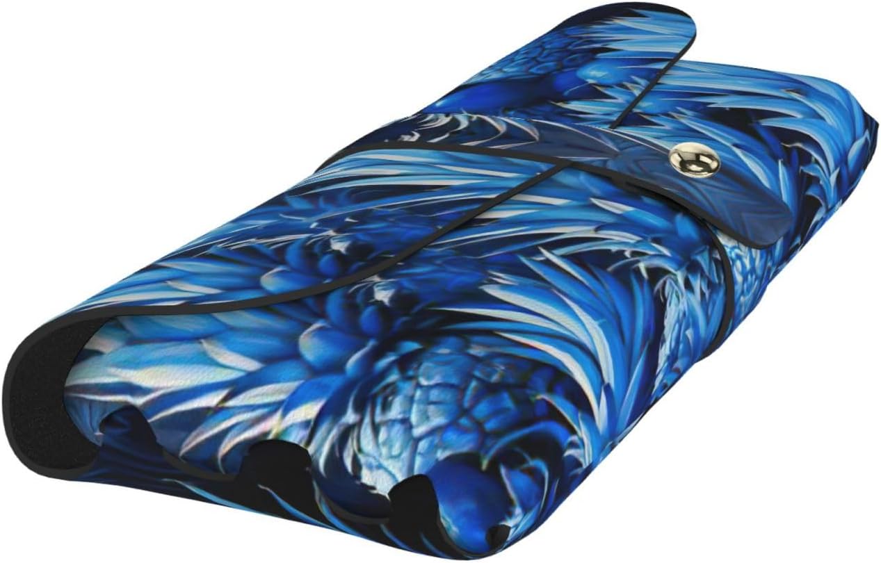 MyPiky Blue Pineapple Print Pu Leather Eyeglass Cases Sunglasses Bag Portable Glasses Case For Women Girl Men Unisex