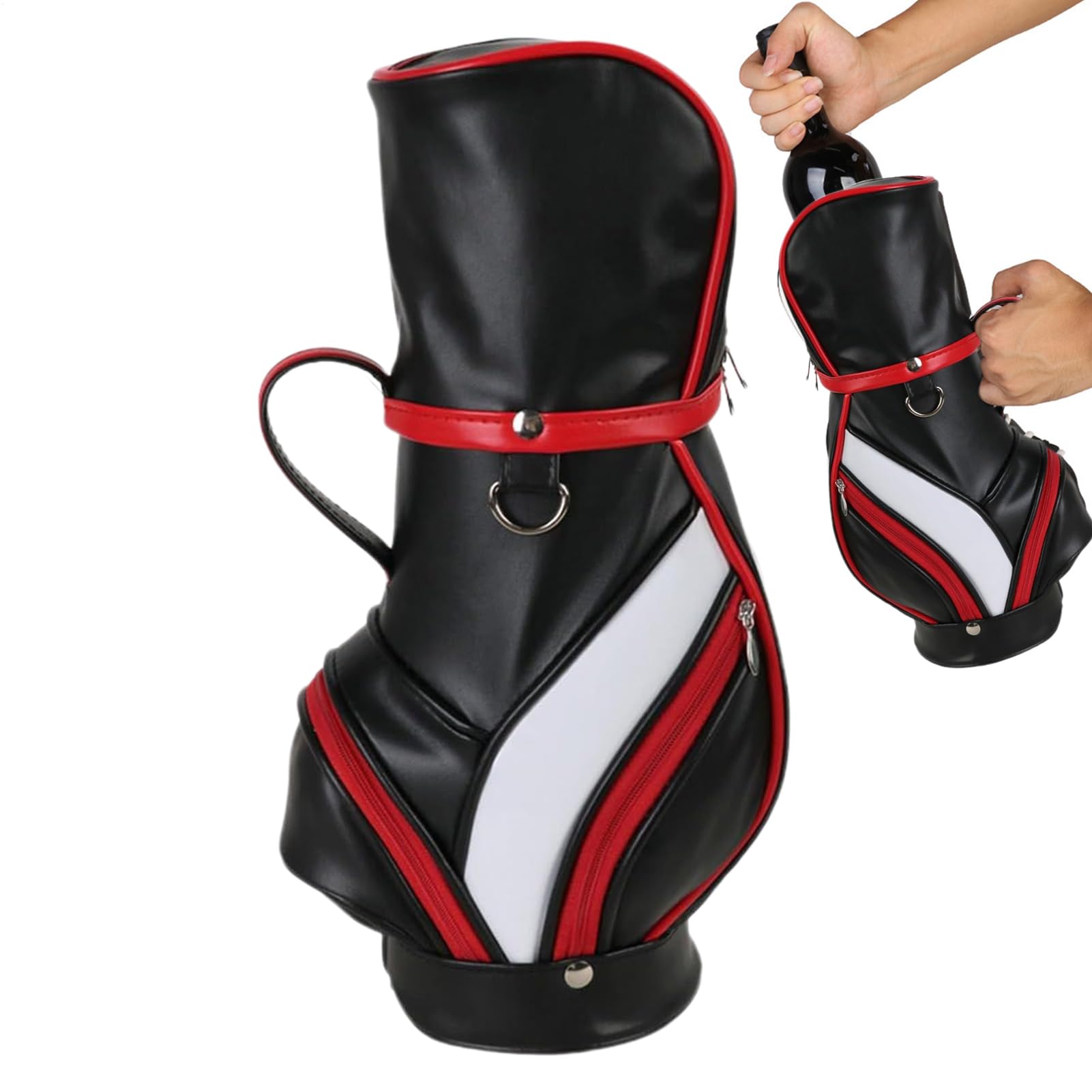 Weinflaschen-Tasche – isolierte Flaschentasche | PU-Tragetasche mit mehreren Taschen, Aufbewahrungstasche für Picknicks, Golfpartys, Whisky-, Ev