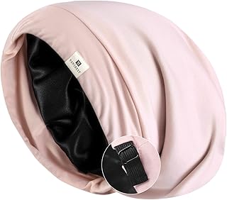 Sponsored Ad - YANIBEST Silk Satin Bonnet Hair Cover Sleep Cap - Pink Adjustable Stay on Silk Lined Slouchy Beanie Hat for...