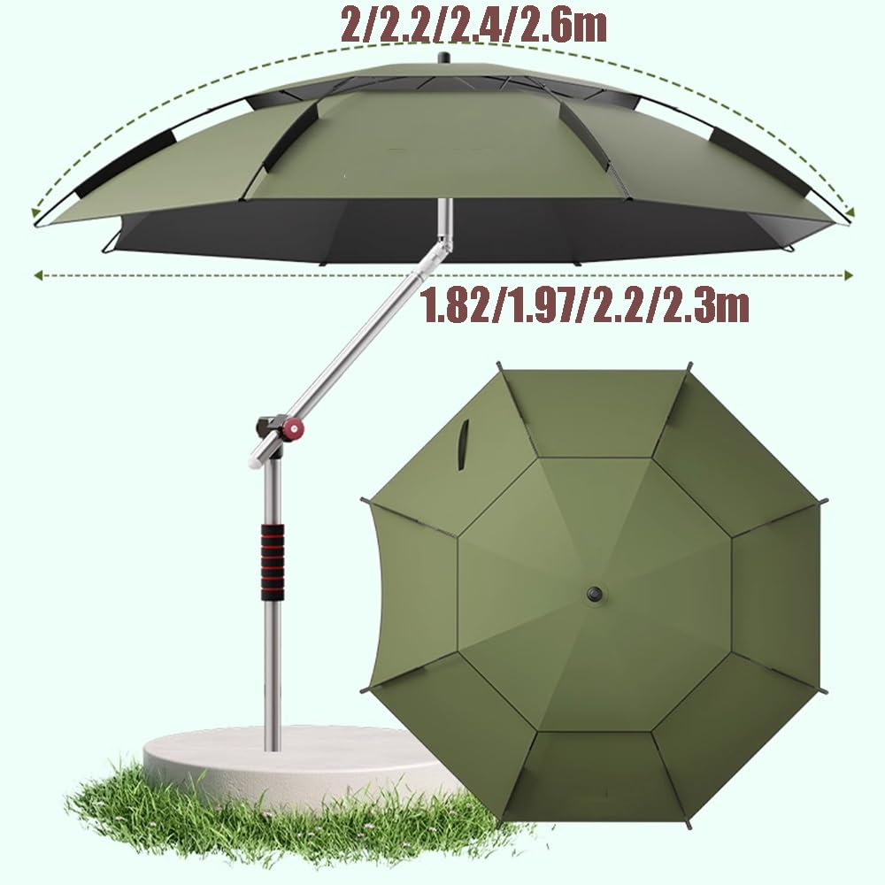 Wiatroszczelny parasol plażowy o długości 2 m, z kotwicą piaskową i torbą do przenoszenia, przenośny parasol outdoorowy do wędkowania, kempingu, podróży, 2 m, zielony parasol tarasowy do ochrony przed