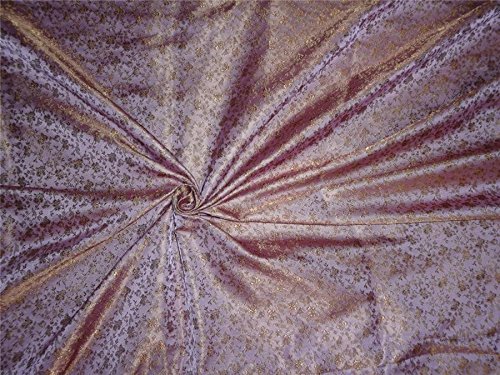 Tissu brocade violet brun doré largeur 44 pouces pour couture jacquard et ameublement
