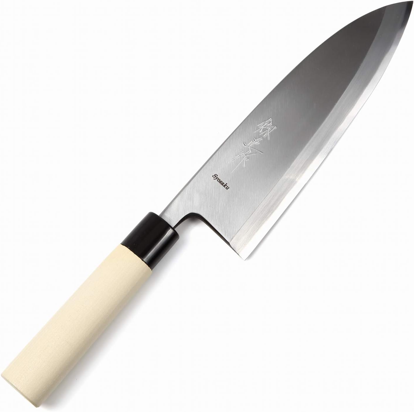 Japanese Sushi Fillet Best Sharp Kitchen Chef Knife Kigami(Yellow Steel)-No.2 D-Shape Magnolia Wood Handle, Deba 8.3-inch (210mm)