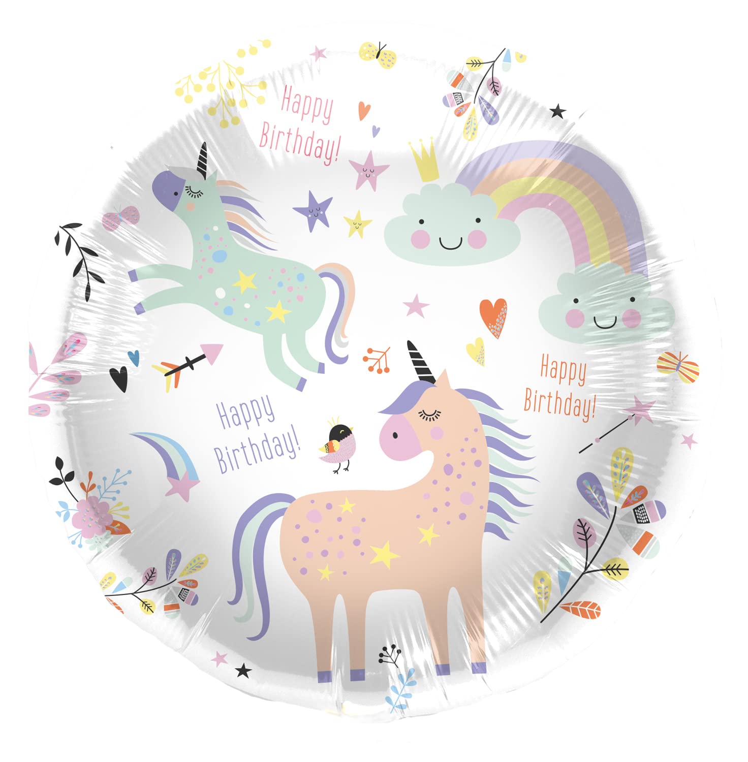 Folat Foil Balloon Birthday Unicorn-45 cm, Multicolor, 67929