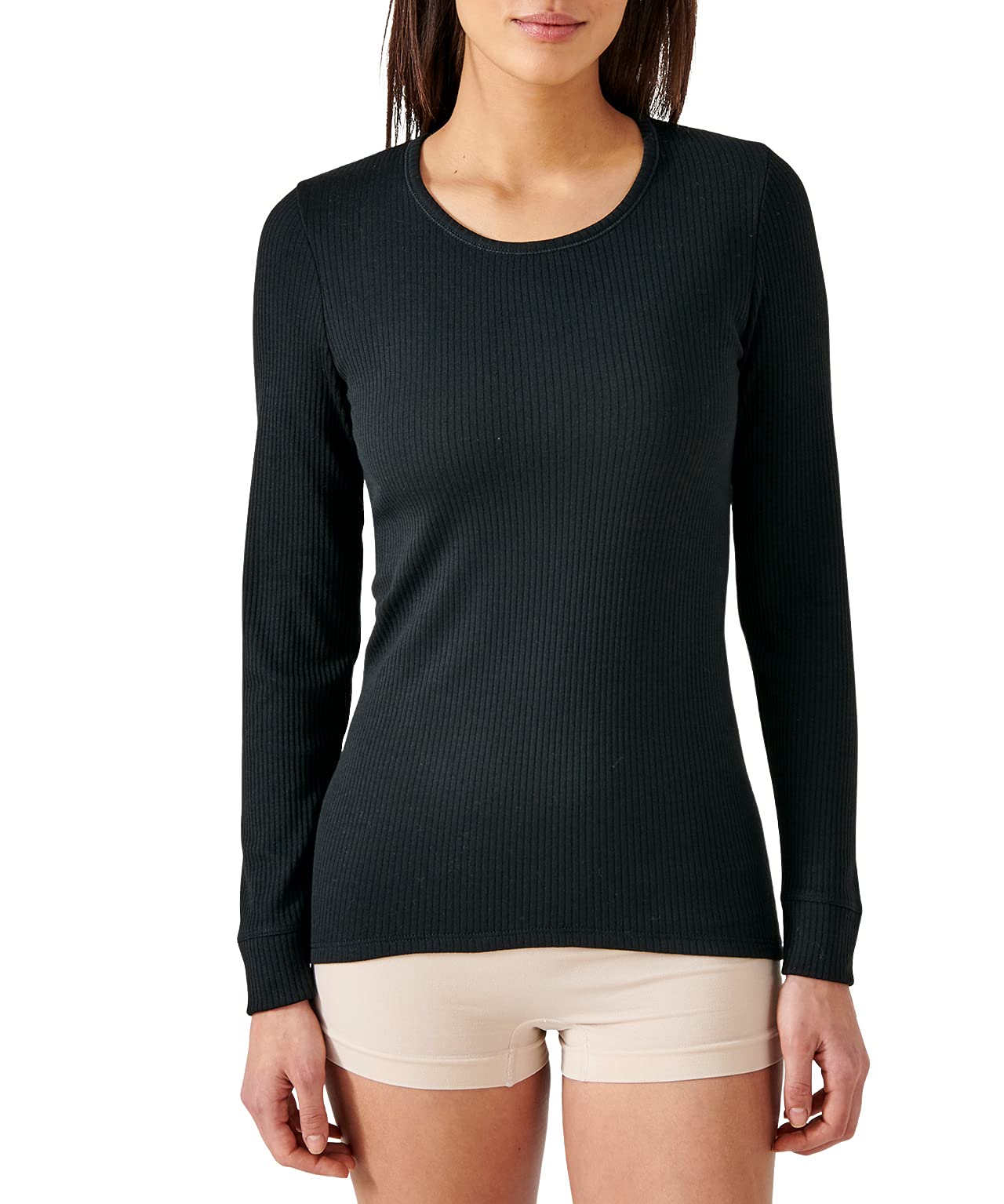 Damart Women's Noir Long-Sleeved Round-Neck T-Shirt Thermolactyl
